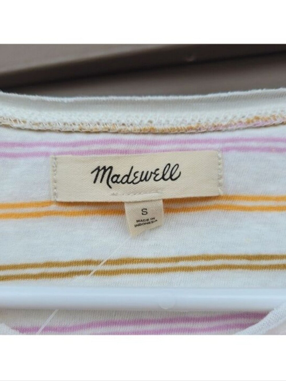 Madewell Raw-Edged Hangout Tee in Branham Stripe Size Small - Picture 4 of 5